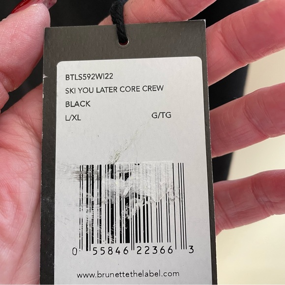 Brunette the Label “Ski You Later” Holiday Edition Core Crew, NWT, Black/White - Picture 6 of 6